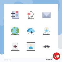 Universal Icon Symbols Group of 9 Modern Flat Colors of web internet solutions earth email Editable Vector Design Elements