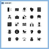 Pictogram Set of 25 Simple Solid Glyphs of monitoring empathy user human success Editable Vector Design Elements