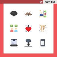 9 User Interface Flat Color Pack of modern Signs and Symbols of heart qa briefcase online answers Editable Vector Design Elements