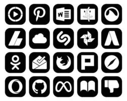 20 social medios de comunicación icono paquete incluso safari navegador icloud Firefox odnoklassniki vector