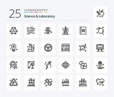 Science 25 Line icon pack including comet. science. science. physics. book vector