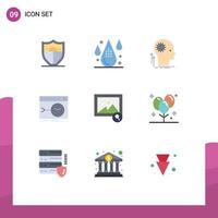 Set of 9 Modern UI Icons Symbols Signs for terminal root mind command brainstorming Editable Vector Design Elements