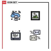 Stock Vector Icon Pack of 4 Line Signs and Symbols for business audio c digital interior play Editable Vector Design Elements