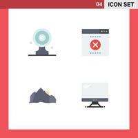 Group of 4 Modern Flat Icons Set for aim board landscape news target seo mountain Editable Vector Design Elements