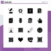 Group of 16 Solid Glyphs Signs and Symbols for party cards icebox legal document Editable Vector Design Elements