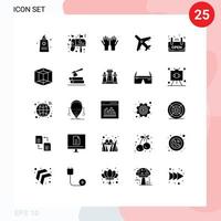 25 Thematic Vector Solid Glyphs and Editable Symbols of open travel mail airport religion Editable Vector Design Elements