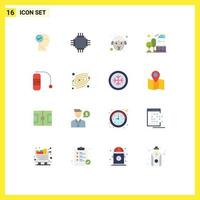 Set of 16 Modern UI Icons Symbols Signs for diving cityscape equipment city sheep Editable Pack of Creative Vector Design Elements