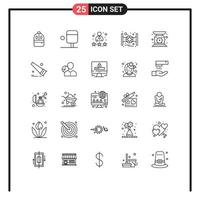 Stock Vector Icon Pack of 25 Line Signs and Symbols for weighing machine rate check weight spaceship Editable Vector Design Elements