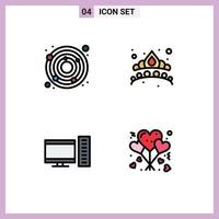 User Interface Pack of 4 Basic Filledline Flat Colors of astronomy pc crown jewel balloons Editable Vector Design Elements