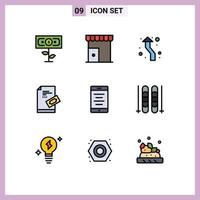 Set of 9 Modern UI Icons Symbols Signs for pad ticket store pass direction Editable Vector Design Elements