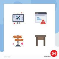 Modern Set of 4 Flat Icons Pictograph of repair directions technical web sign Editable Vector Design Elements