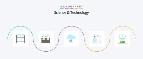 Science And Technology Flat 5 Icon Pack Including data filtering. big data and science concept. online docs. test. chemistry vector