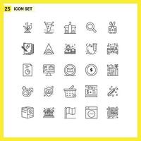 25 User Interface Line Pack of modern Signs and Symbols of bynny zoom building search monastery Editable Vector Design Elements