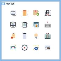 Universal Icon Symbols Group of 16 Modern Flat Colors of web design computer security youtube online Editable Pack of Creative Vector Design Elements