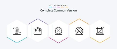 Complete Common Version 25 Line icon pack including help. basic. electricity. remove. cross vector