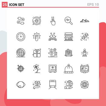 Set of 25 Vector Lines on Grid for nature landscape gesture mountain graph Editable Vector Design Elements