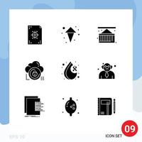 Stock Vector Icon Pack of 9 Line Signs and Symbols for blood lock box secure cloud Editable Vector Design Elements