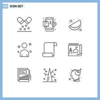 9 Creative Icons Modern Signs and Symbols of map log food document man Editable Vector Design Elements