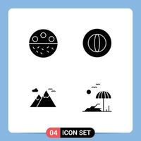 Modern Set of 4 Solid Glyphs and symbols such as bone mountains skincare coin scenery Editable Vector Design Elements