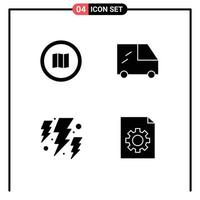 Mobile Interface Solid Glyph Set of 4 Pictograms of find power mapquest vehicles control Editable Vector Design Elements