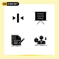 4 User Interface Solid Glyph Pack of modern Signs and Symbols of play document media easel page Editable Vector Design Elements