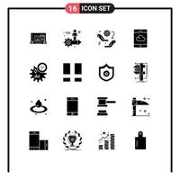 Group of 16 Solid Glyphs Signs and Symbols for business cloud man backup configuration Editable Vector Design Elements