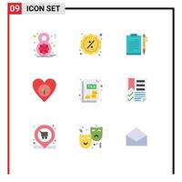 9 Universal Flat Color Signs Symbols of favorite ecology document sheet page Editable Vector Design Elements