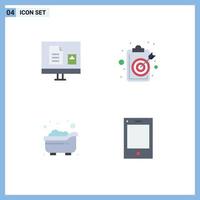 4 Universal Flat Icons Set for Web and Mobile Applications e target learning clipboard bath Editable Vector Design Elements