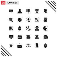 Set of 25 Vector Solid Glyphs on Grid for location first database prize cup Editable Vector Design Elements