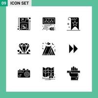 9 Creative Icons Modern Signs and Symbols of camping mom bookmark gift reputation Editable Vector Design Elements