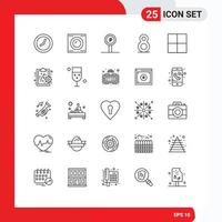 User Interface Pack of 25 Basic Lines of performance management grid parking eight Editable Vector Design Elements