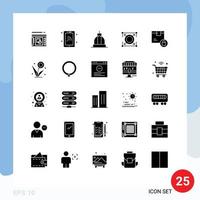 25 Universal Solid Glyph Signs Symbols of box seo architecture target greek Editable Vector Design Elements