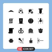 Pictogram Set of 16 Simple Solid Glyphs of document screw education repair liver Editable Vector Design Elements