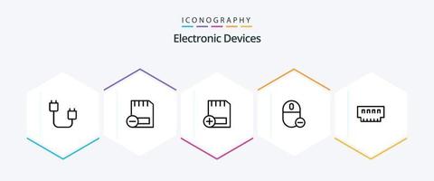 Devices 25 Line icon pack including hardware. devices. hardware. hardware. computers vector