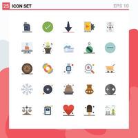 Pictogram Set of 25 Simple Flat Colors of document business tick setting mobile Editable Vector Design Elements