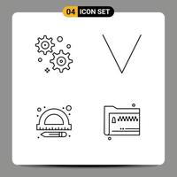 Universal Icon Symbols Group of 4 Modern Filledline Flat Colors of gear setting share bottom ruler documents Editable Vector Design Elements