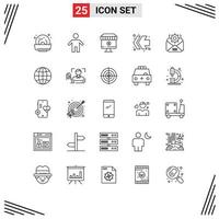 25 Thematic Vector Lines and Editable Symbols of gear mail online left arrows Editable Vector Design Elements