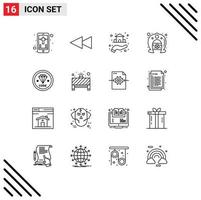 Pack of 16 creative Outlines of development coding property code fortune Editable Vector Design Elements