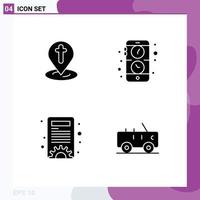 User Interface Pack of 4 Basic Solid Glyphs of location options pin mobile hummer Editable Vector Design Elements