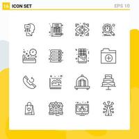 User Interface Pack of 16 Basic Outlines of sleep diet eye bed performance Editable Vector Design Elements