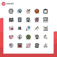 Stock Vector Icon Pack of 25 Line Signs and Symbols for basket ball play data basket hospital Editable Vector Design Elements