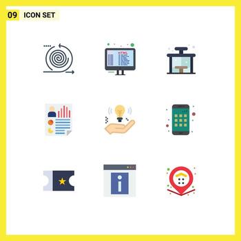 9 9 universal plano color señales símbolos de usuario página programación documento detener editable vector diseño elementos