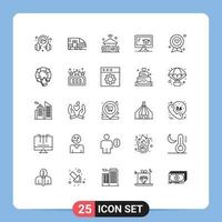 25 Thematic Vector Lines and Editable Symbols of badge cap transportation education iot Editable Vector Design Elements