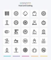 Creative Food 25 OutLine icon pack  Such As kiwi. food. chef. vegetable. food vector