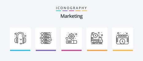 Marketing Line 5 Icon Pack Including balance. goal. money. focus. web setting. Creative Icons Design vector