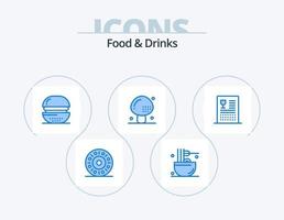 Food and Drinks Blue Icon Pack 5 Icon Design. mushroom. food. burger. drinks. meal vector