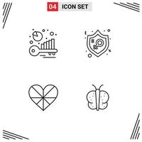 Pictogram Set of 4 Simple Filledline Flat Colors of benchmark heart keyword analysis law like Editable Vector Design Elements