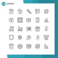 Group of 25 Lines Signs and Symbols for clock protection torch insurance hiking Editable Vector Design Elements
