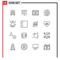 Set of 16 Vector Outlines on Grid for celebration lab court experiment olympic Editable Vector Design Elements