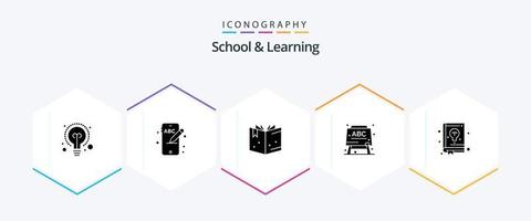 School And Learning 25 Glyph icon pack including . learning. knowledge. guide. book vector